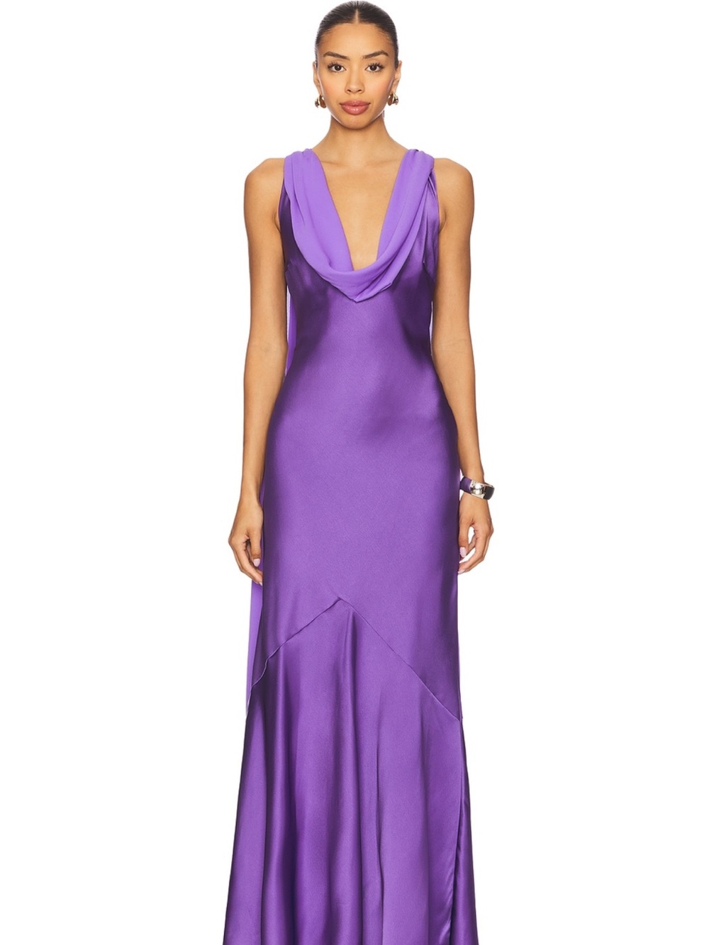Runaway the Label x Revolve Violet Satin Cowl-Neck Maxi Dress